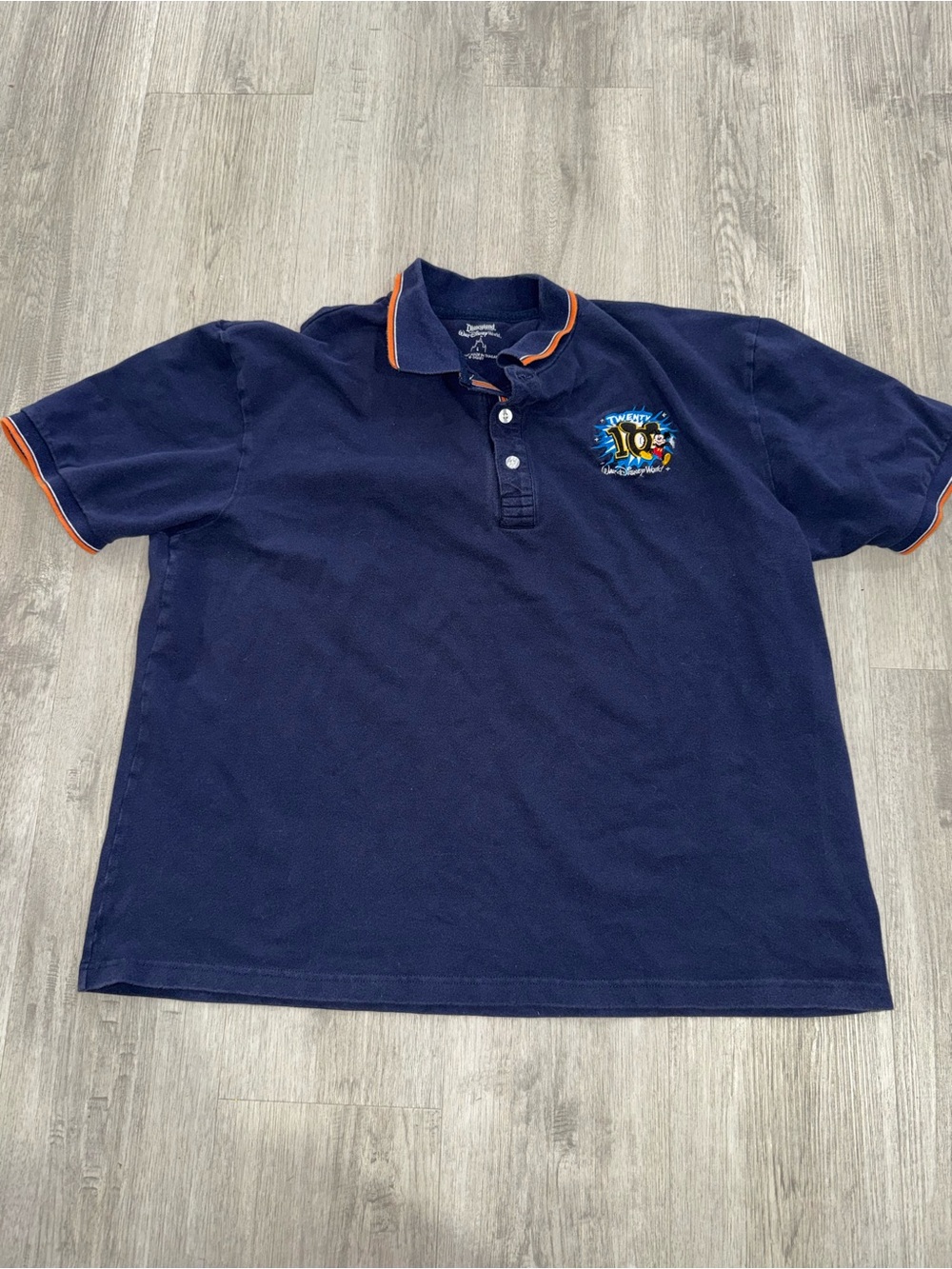 Men's Navy Polo Shirt with Orange Trim